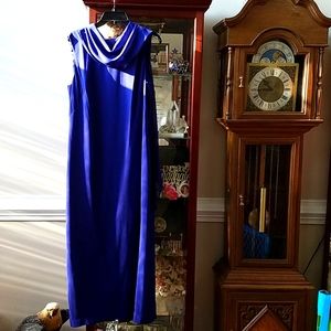 Long dress with attached chiffon overlay cape